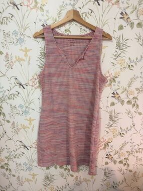 American Eagle Outfitters Pink Multi-Striped Ribbed Tank Dress